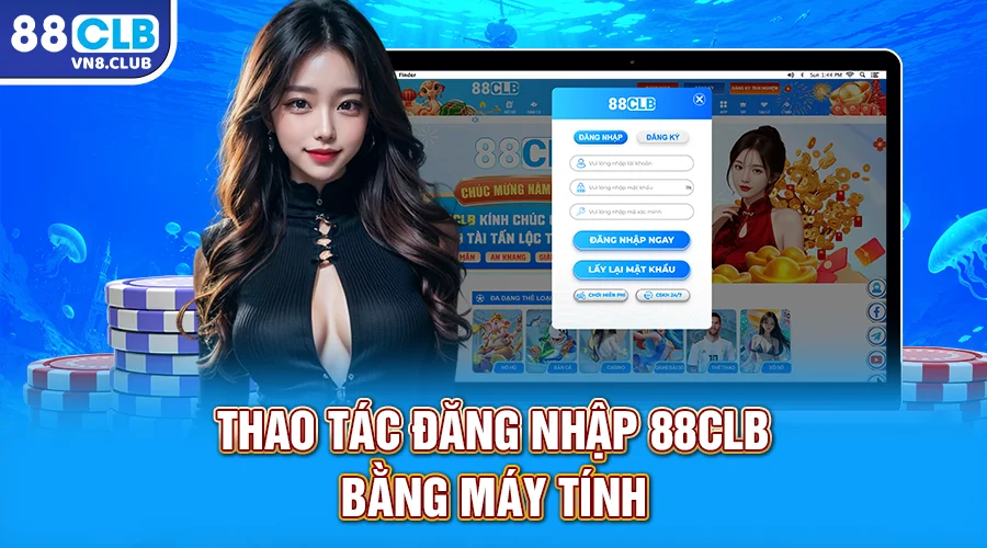 Thao tác đăng nhập 88CLB bằng máy tính 